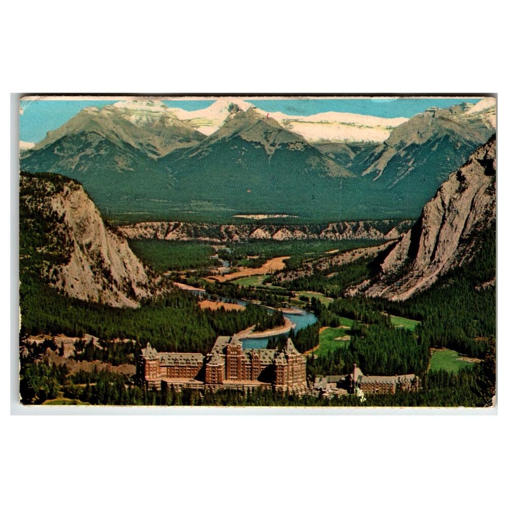 Vintage Banff Springs Hotel Canadian Rockies Postcard 1957 Jimmie Shaw